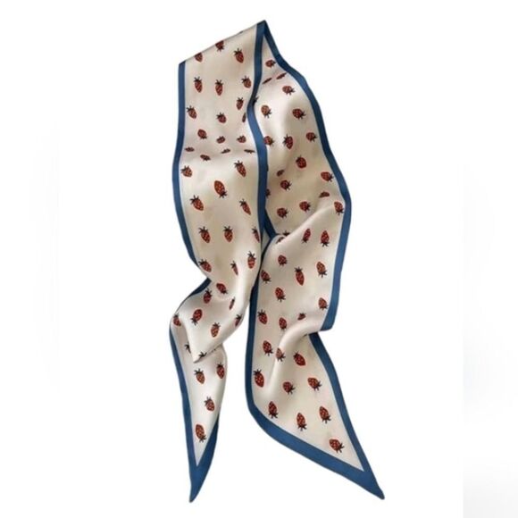 COPY - Strawberry Print Hair Scarf Purse TwillyScarf - Picture 2 of 3